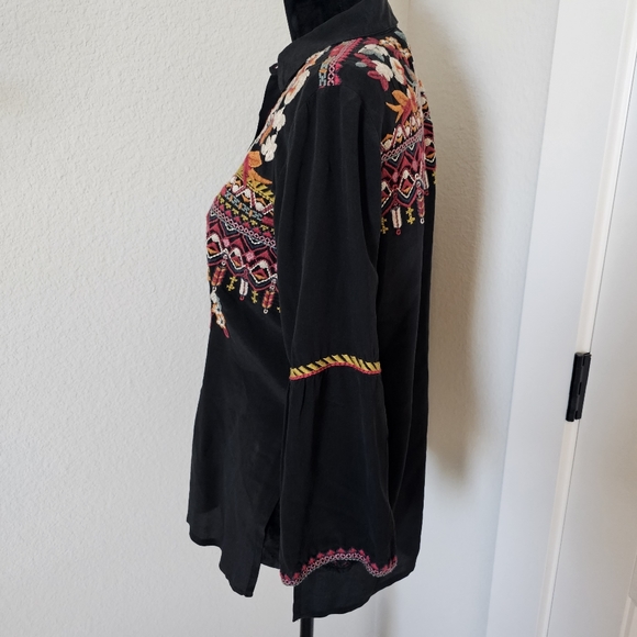 Johnny Was, Jyll Silk Embroidery Blouse - Picture 4 of 14